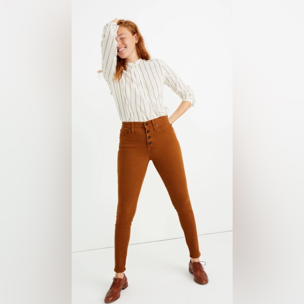 Madewell burnished cedar 9” high rise skinny. Size 23. Like new!!